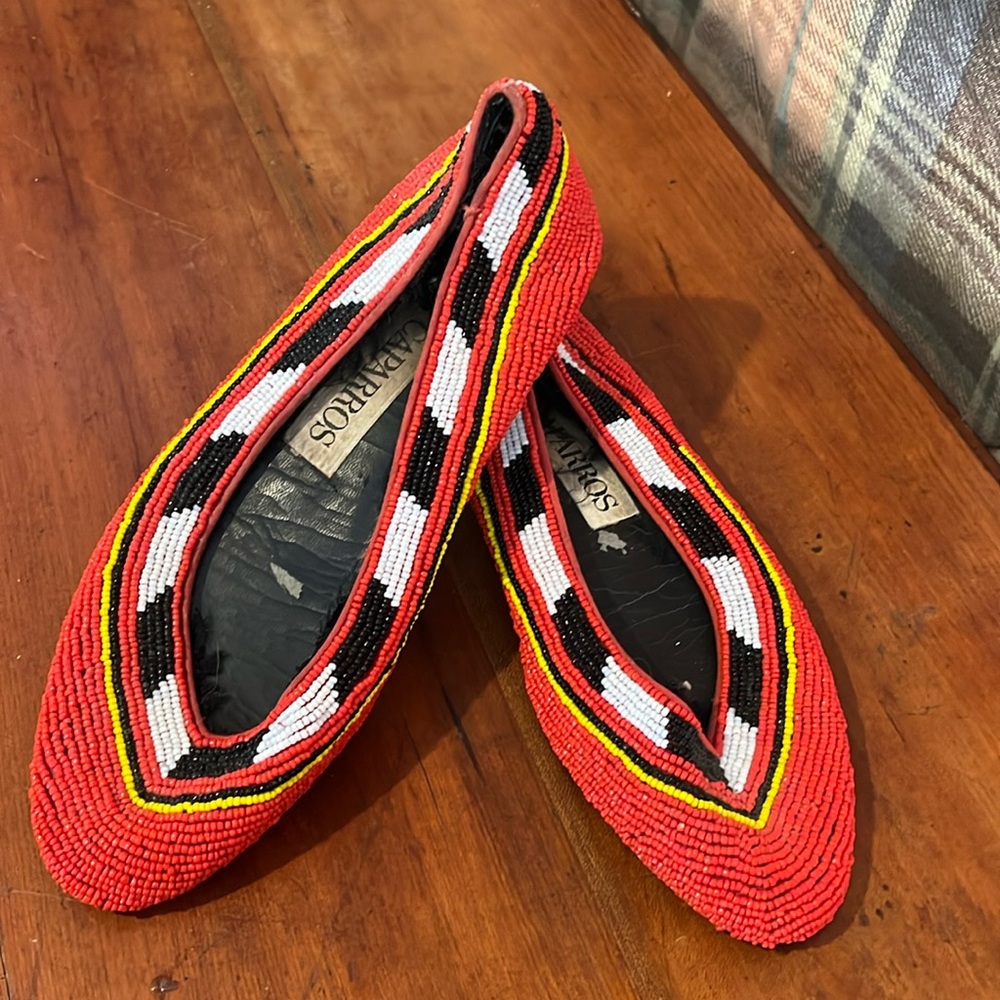 Vintage 80s 90s Beaded colorful Flats Size 6
Bright Happy Statement Style